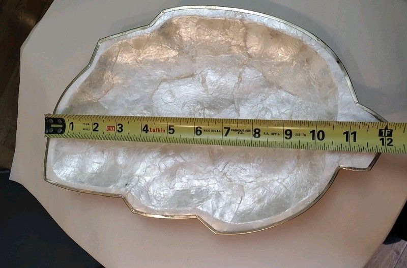 Gold Edged Leaf Shape Capiz Shell Dish (One shell dish approx. 12 inches) gallery