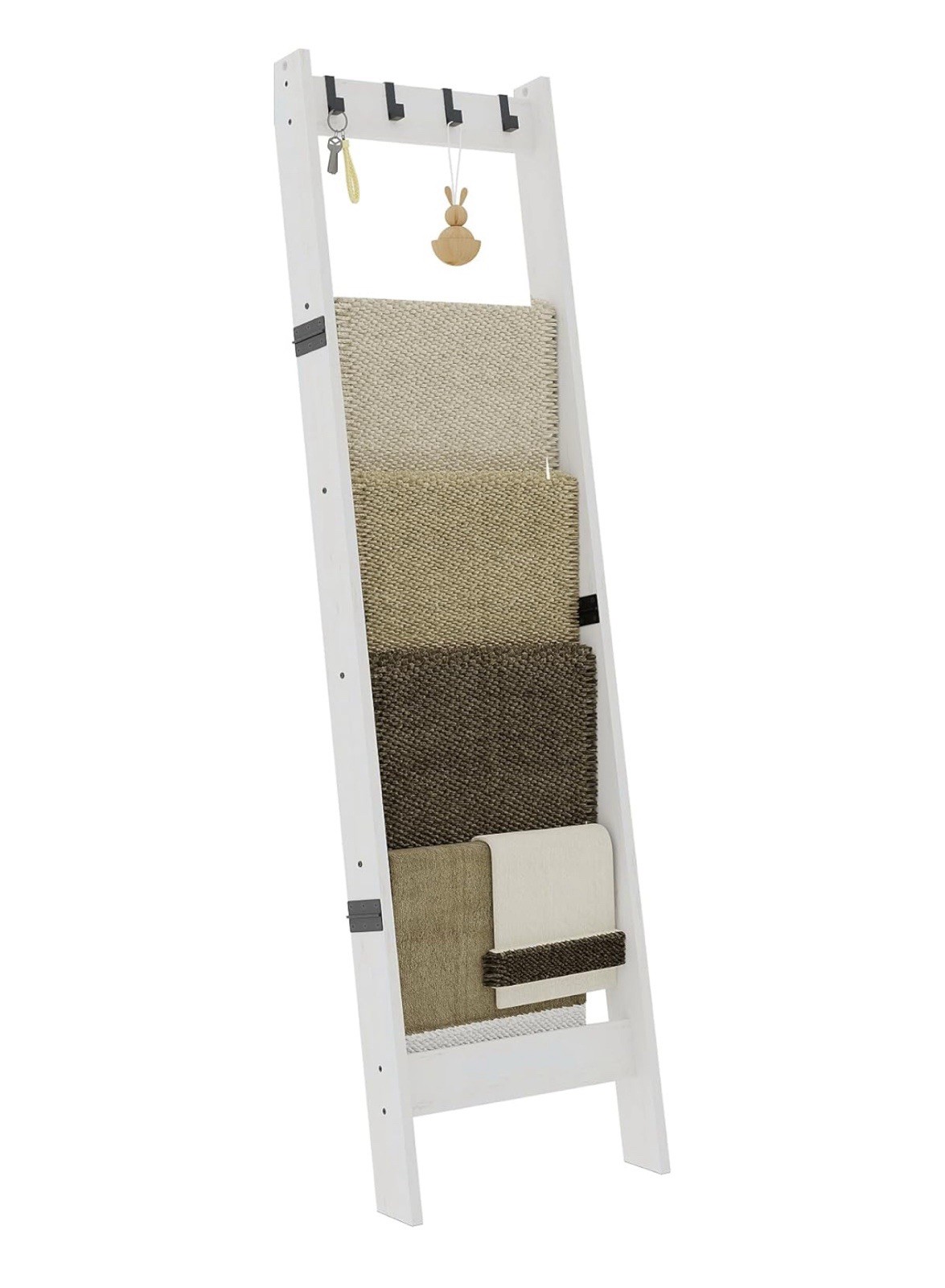 Space-Saving 6-Tier Decorative Ladder Shelf for Towels , Blankets Storage White gallery