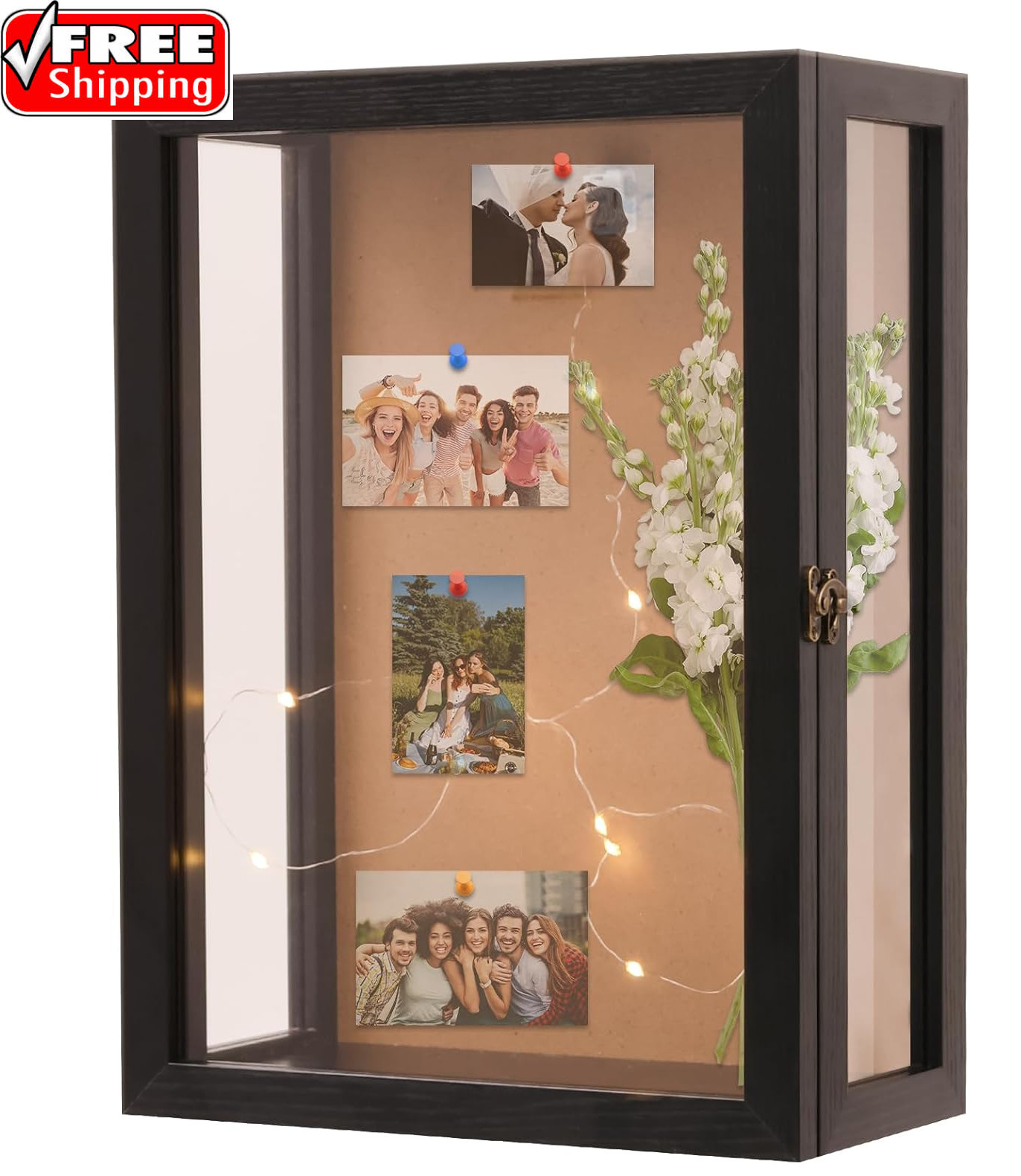 Black 11x15 Inch Deep Shadow Box Frame Wall Mounted Depth 5 In. Display Case New gallery