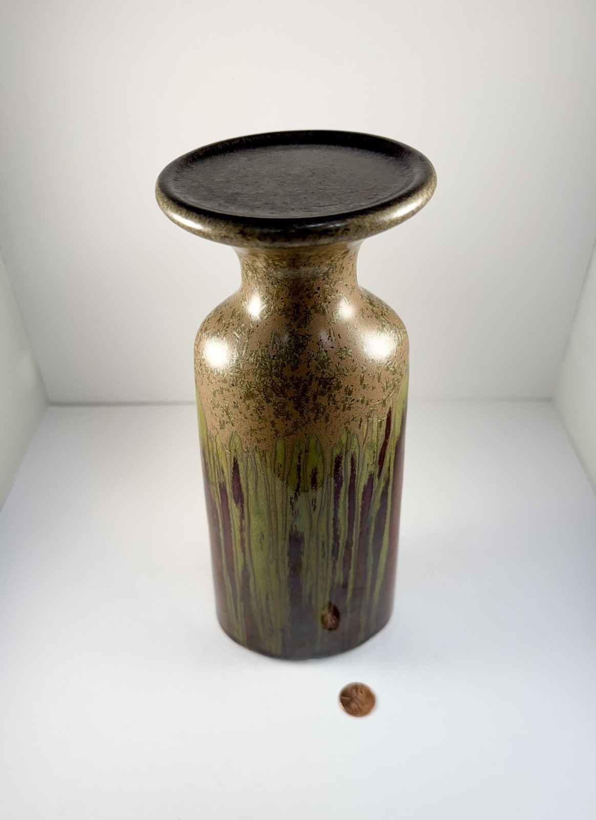 Apropos Home Collection Large Floor Vase / Candle Holder Metallic Drip Glaze gallery