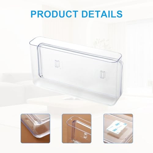 3 Pack Plastic Wall Mount File Holder, 8.6x4.7x2.1 In Clear Acrylic Single gallery