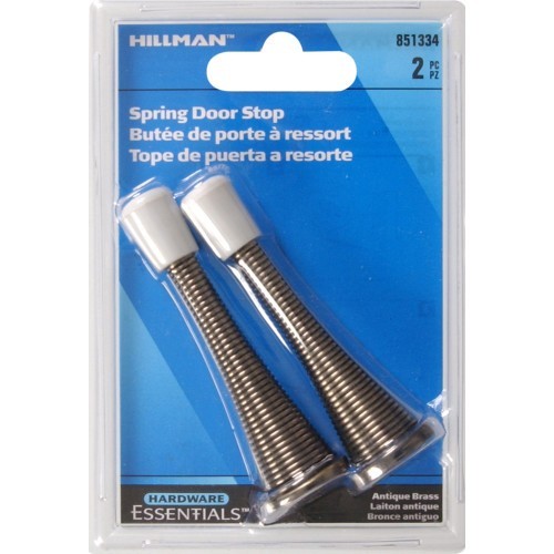 Hardware Essentials Spring Door Stop -Broad Base, Antique Brass, (3") gallery
