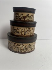 VTG Hand Painted Oval Nesting Boxes -Home Love & Laugh Stacking Storage Set Of 3