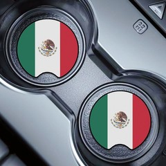 2 Pcs Mexico Car Cup Holder Coaster Soft & Washable Non-Slip Neoprene Rubber
