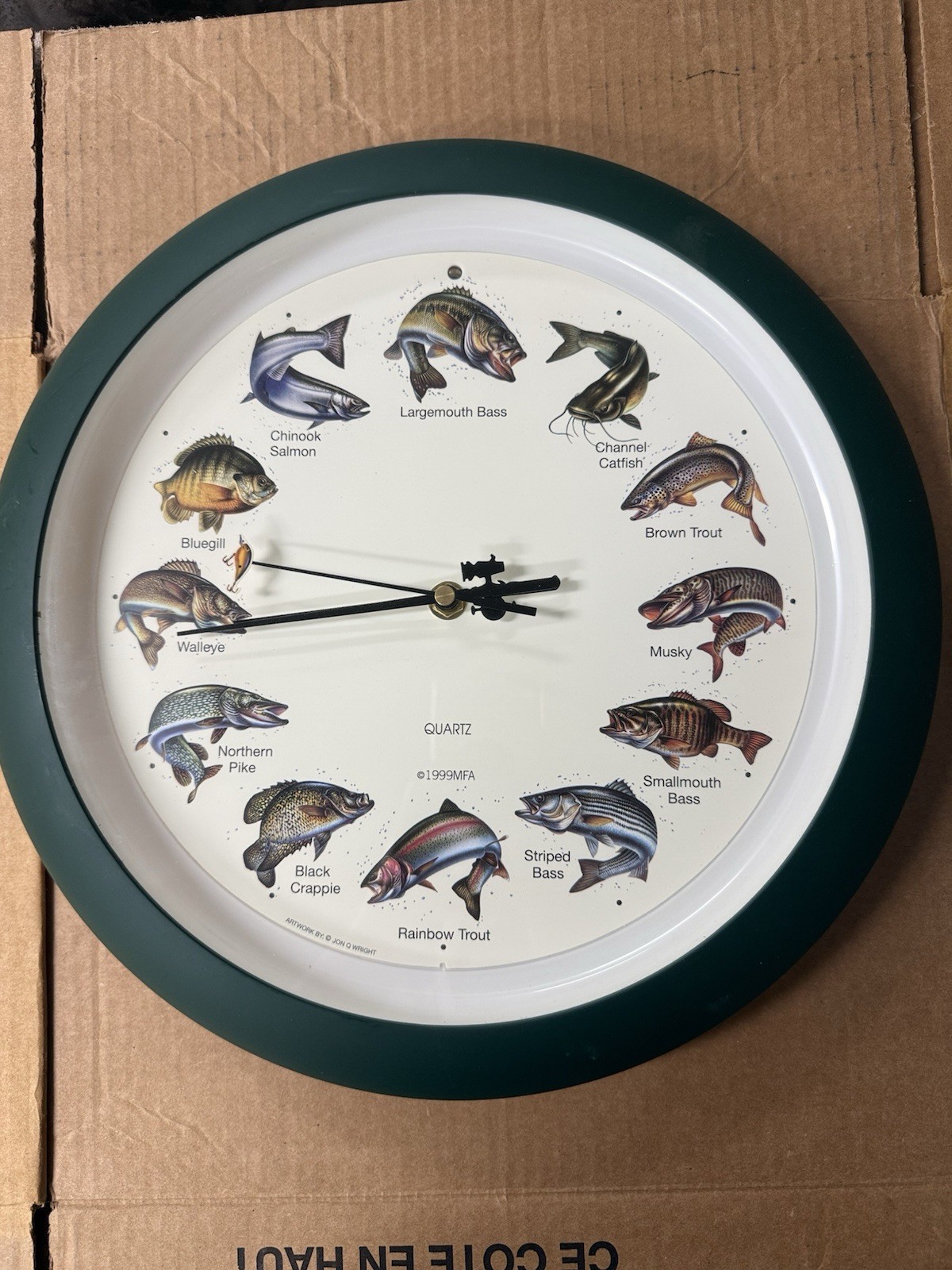 Mark Feldstein Splashing Gamefish Hourly Fishing Fish Sounds Wall Clock 1999 gallery