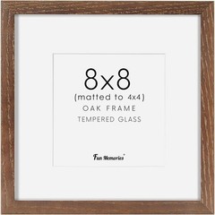 8X8 Square Picture Frame, Solid Oak Wood 8″X8″ Photo Frames – Real Tempered Glas