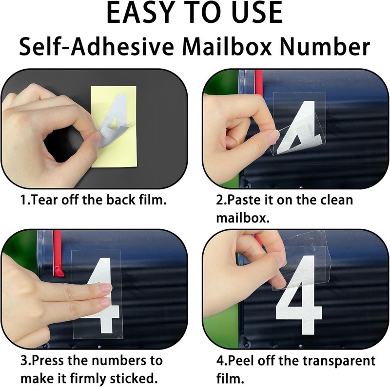 4 inch Reflective Mailbox Numbers Sticker (0-9, 5 Sets) for Outside, Strong Self gallery