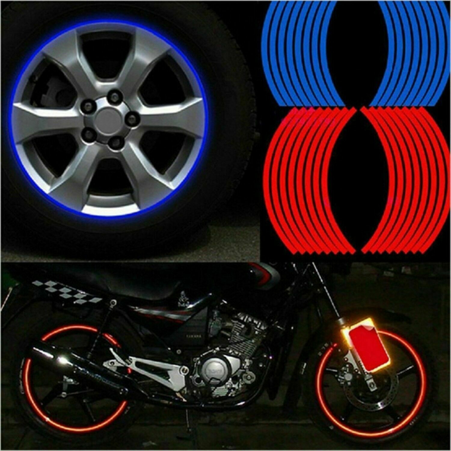 NEW Wheel Strips Stickers Decals Reflective Rim Tape Bike Motorcycle Car Tapes gallery