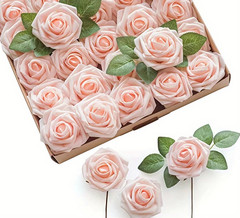 25pcs Artificial Rose Flowers with Stems for DIY Wedding Home Decor NEW