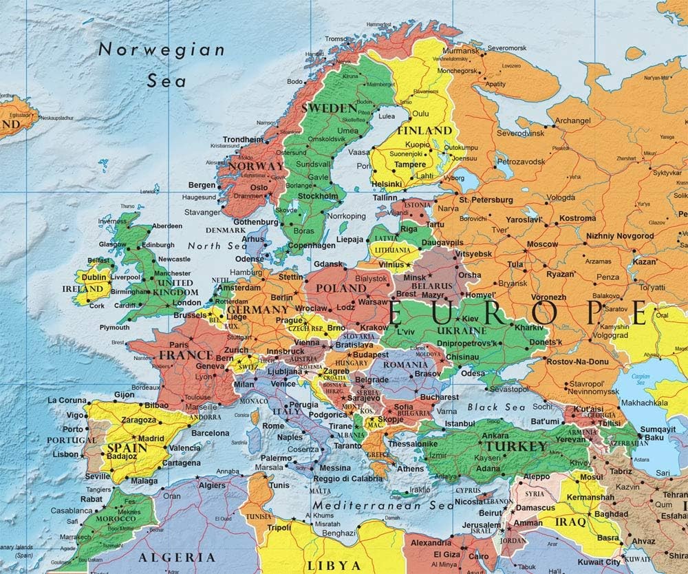 Swiftmaps World Premier Wall Map Poster Mural 24h x 36w gallery