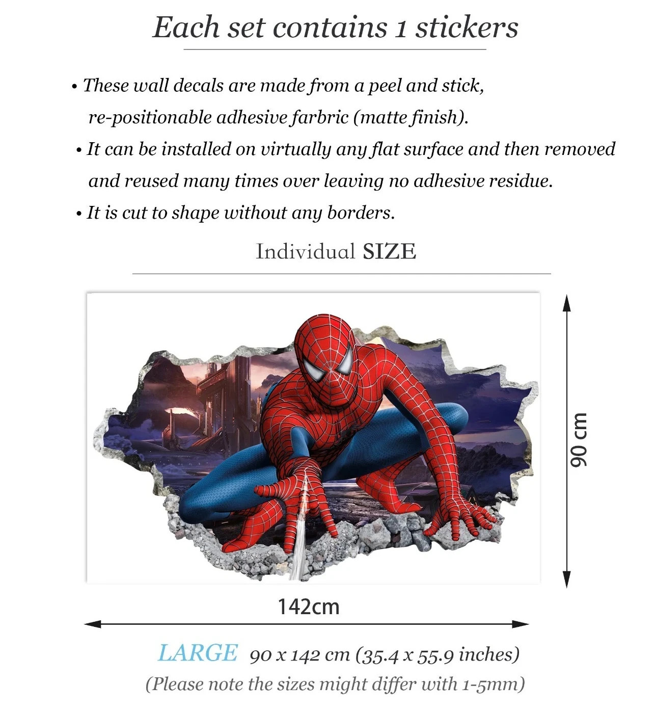 Spider Hero Removable Wall Sticker Vinyl Decal for Kids Bedroom Home Decor, Art gallery