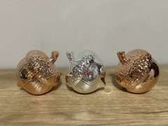 Metallic Silver/Copper Chrome Ceramic Acorn Designs (set of 3) Home Decor Accent