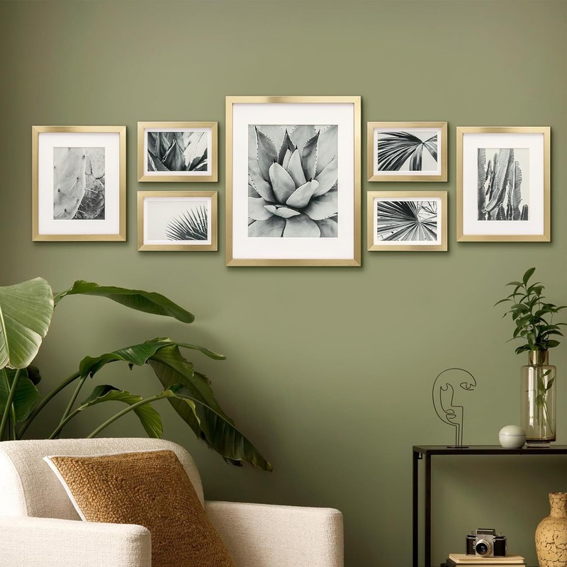 7 Pack Gold Gallery Wall Picture Frames Sets With Decorative Botanic gallery
