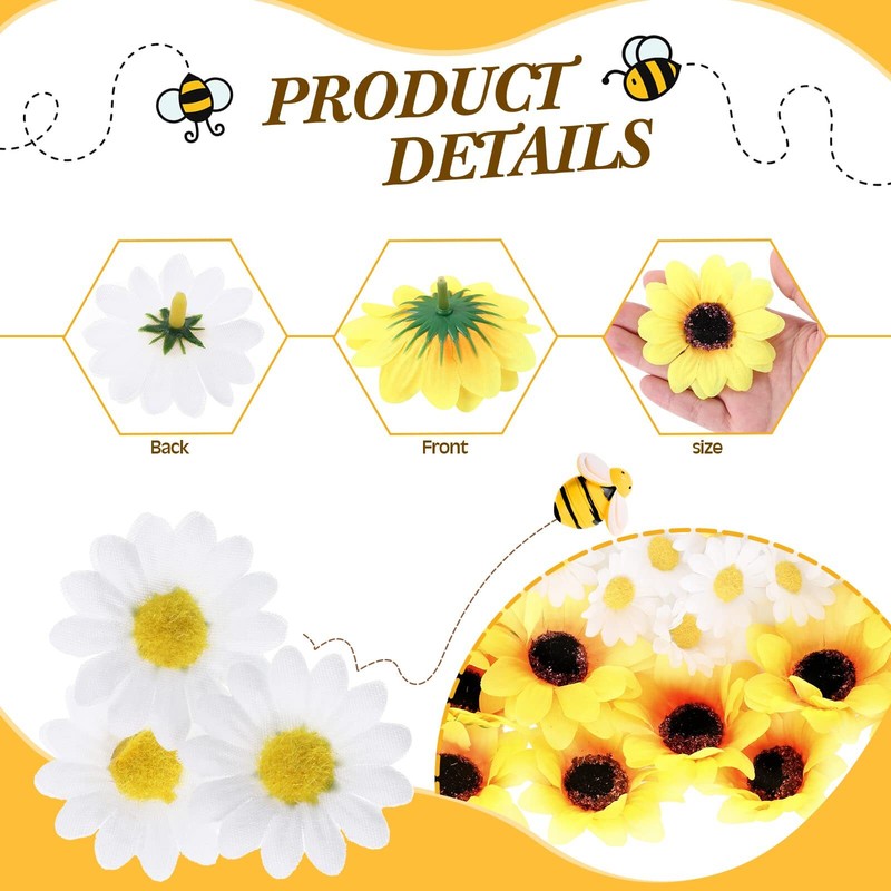 165 Pcs Mini Sunflower Heads with Tiny Bees Faux Flowers for Crafts Decor gallery