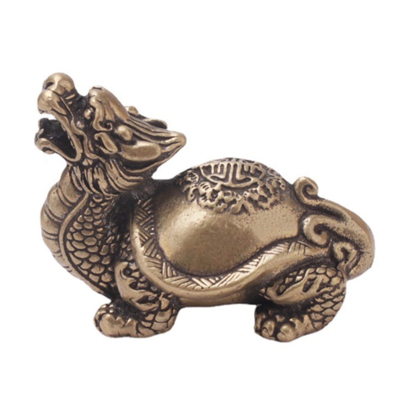 Copper Brass Dragon Turtle Small Statue Ornament Chinese Hand Engraved Process a gallery