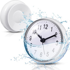 Waterproof Bathroom Clock Small Digital White Shower Wall Clock with Easy Readin
