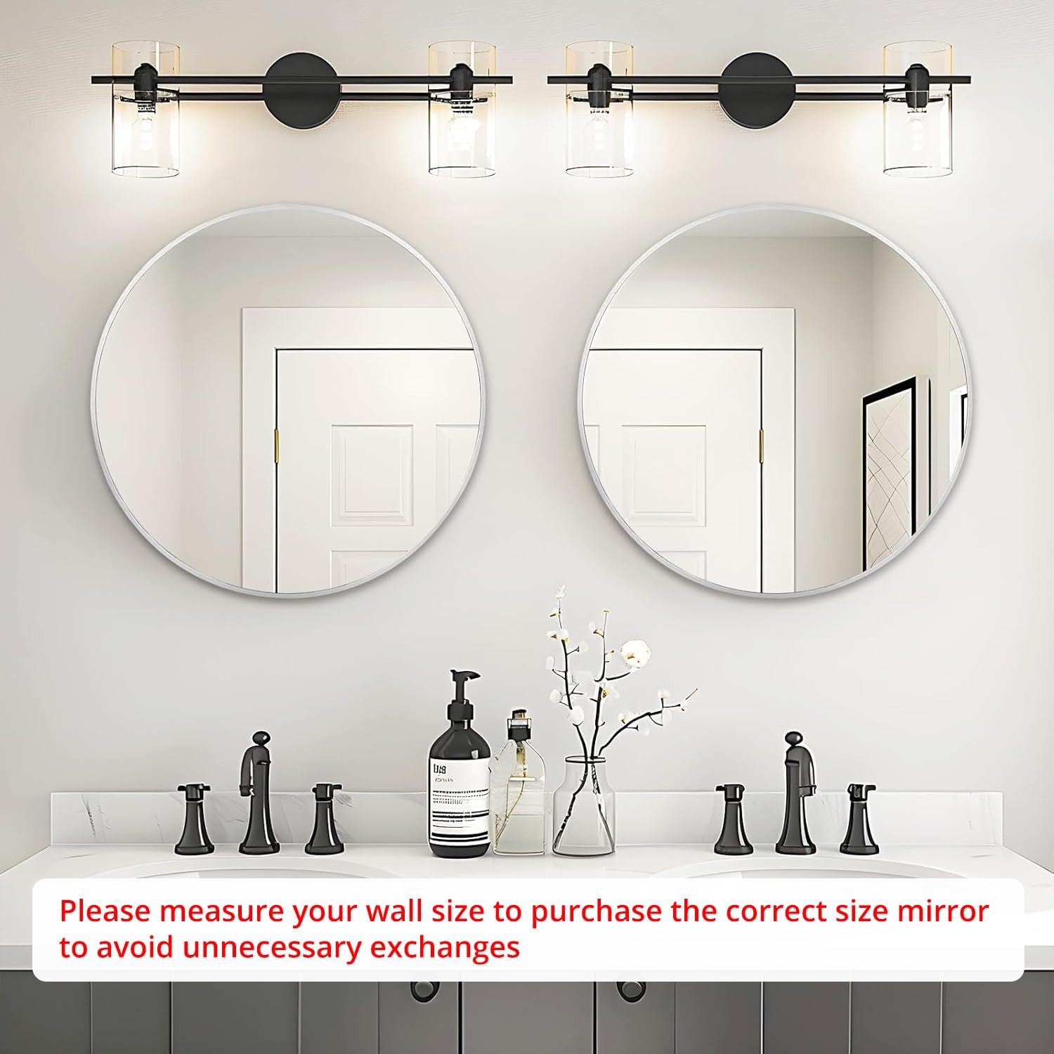 24 Inch Round Silver Frame Wall Mirror Circle Bathroom Hallway Entry Hall Gift gallery