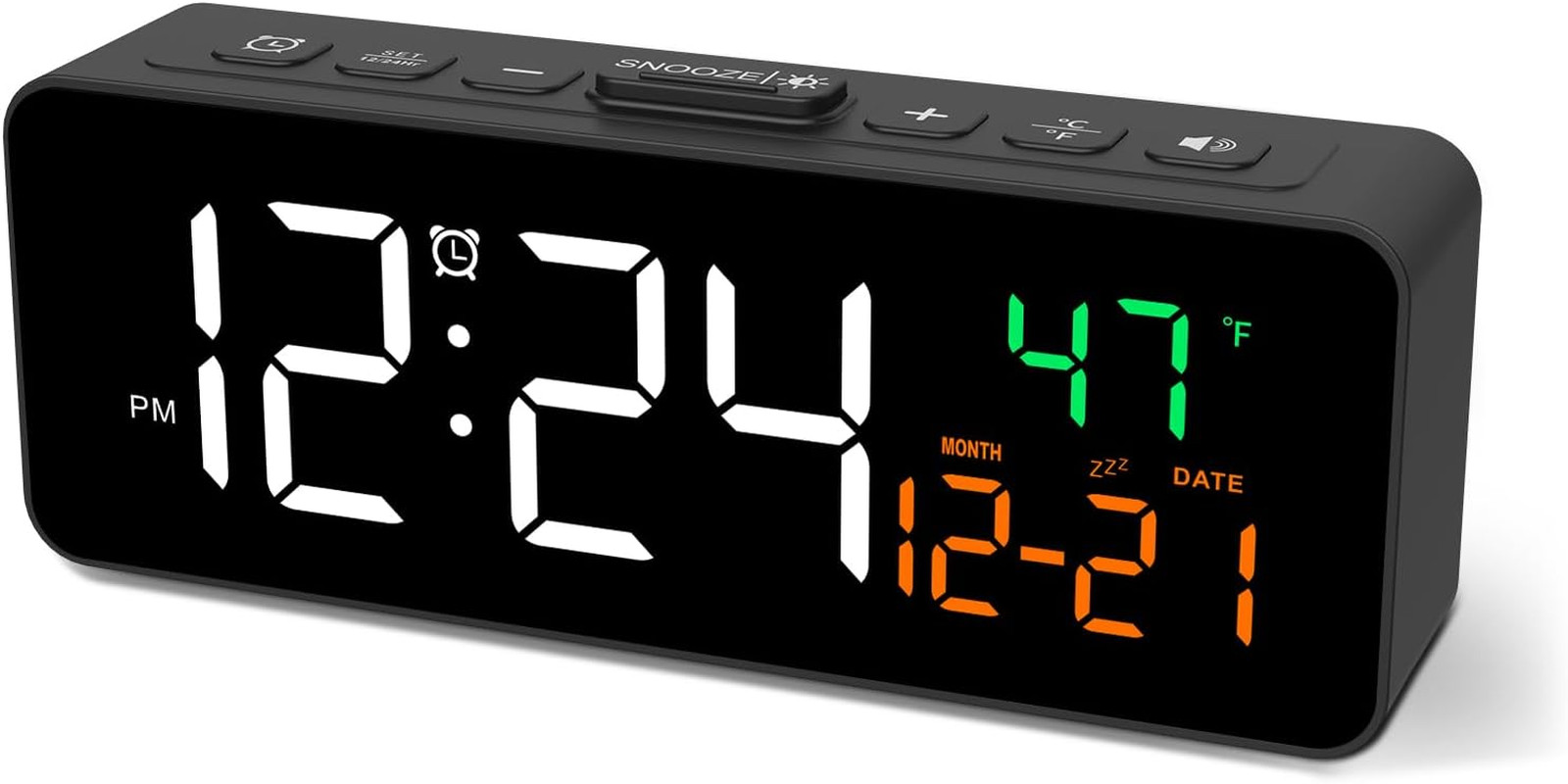 Digital Alarm Clock with Temperature Date Time Display Plug In Black gallery