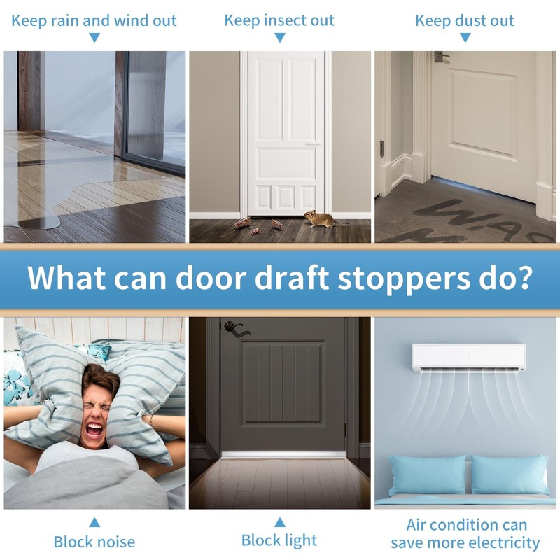 2 Pack Under Door Draft Stopper Adjustable Door Sweep Anti-Collision Strong A... gallery