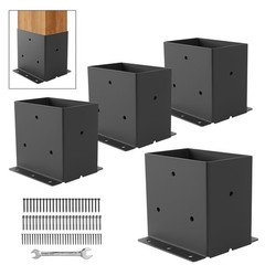4X6 Post Base 4 PCS,Post Brackets(Inner Size 3.6″x5.6″),Heavy Duty 14GA Steel…