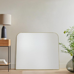 Brushed Brass Arch Mirror 32×40” for Bathroom, Living Room, or Powder Room