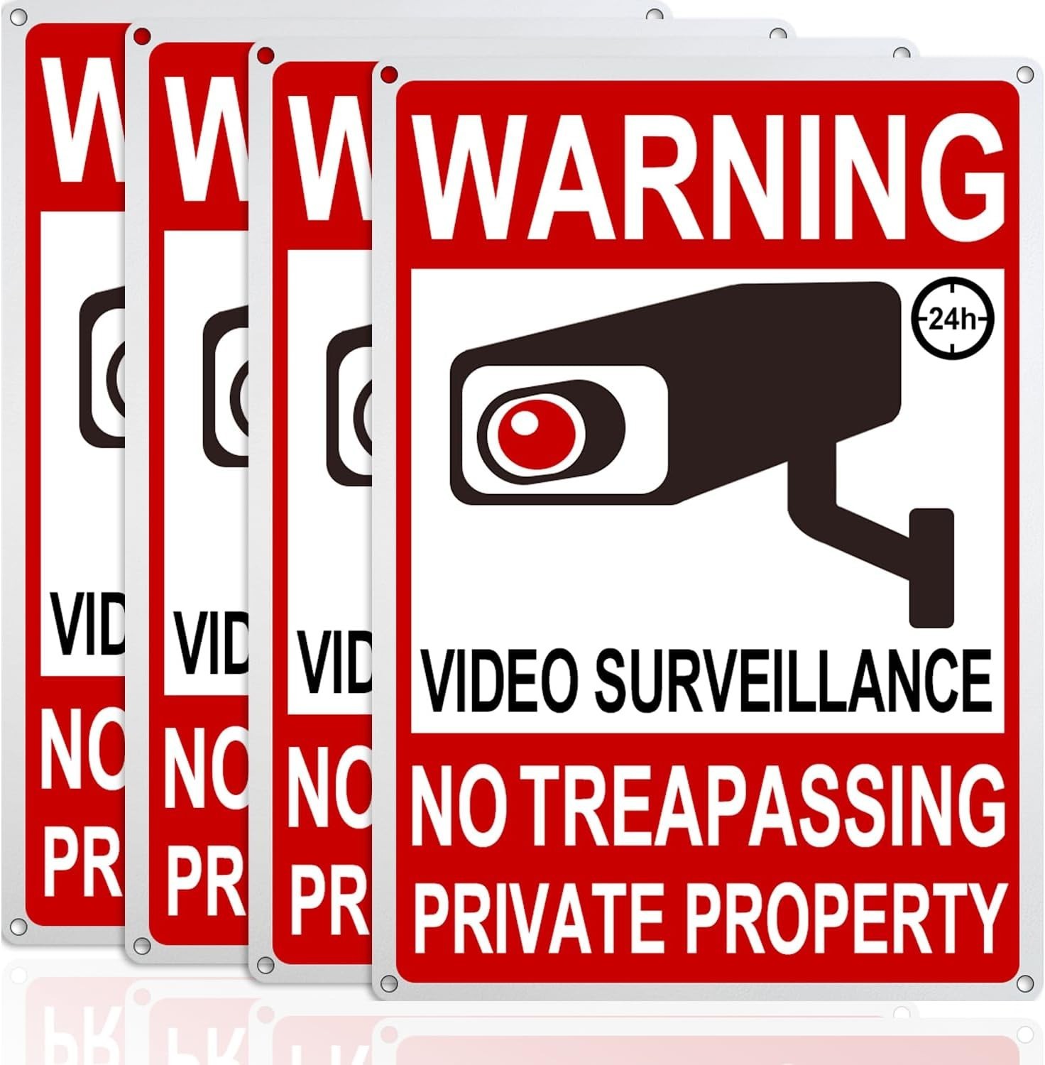 4 Pack Large No Trespassing Signs Private Property, 8X12 Inch Rust Free Aluminum gallery