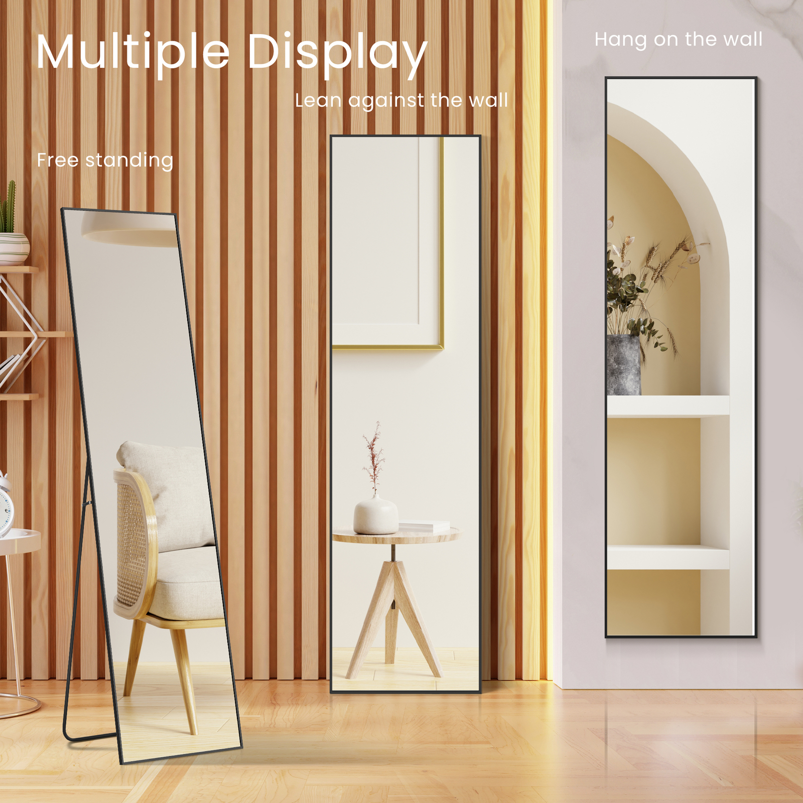 Full Length Floor Mirror, Wall Mounted Rectangle Floor Mirror Hanging or Leaning gallery