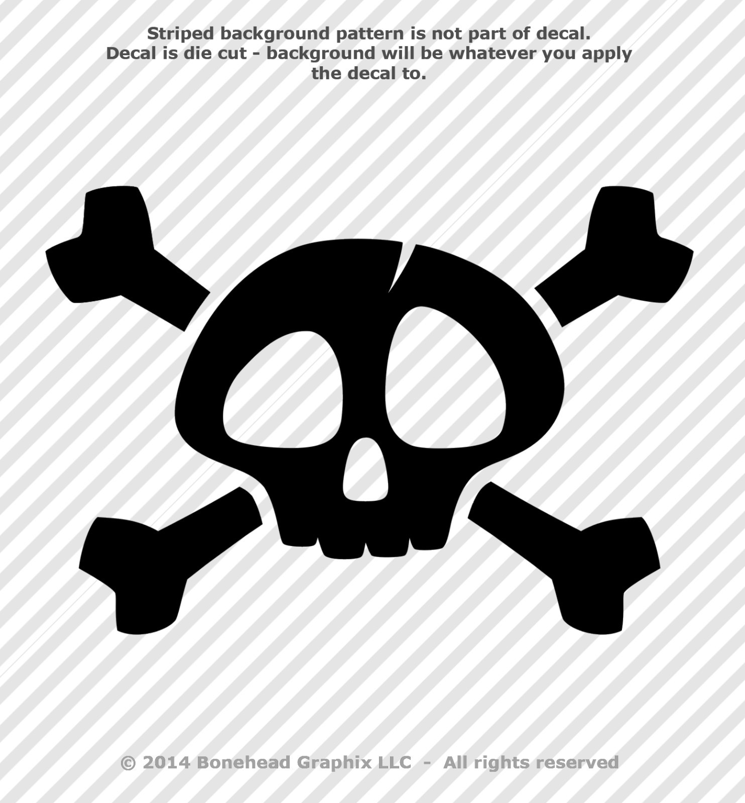 Boneheadz® Skull & Crossbones Vinyl Decals Sticker - 4 Sizes - 25 Colors gallery