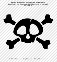 Boneheadz® Skull & Crossbones Vinyl Decals Sticker – 4 Sizes – 25 Colors