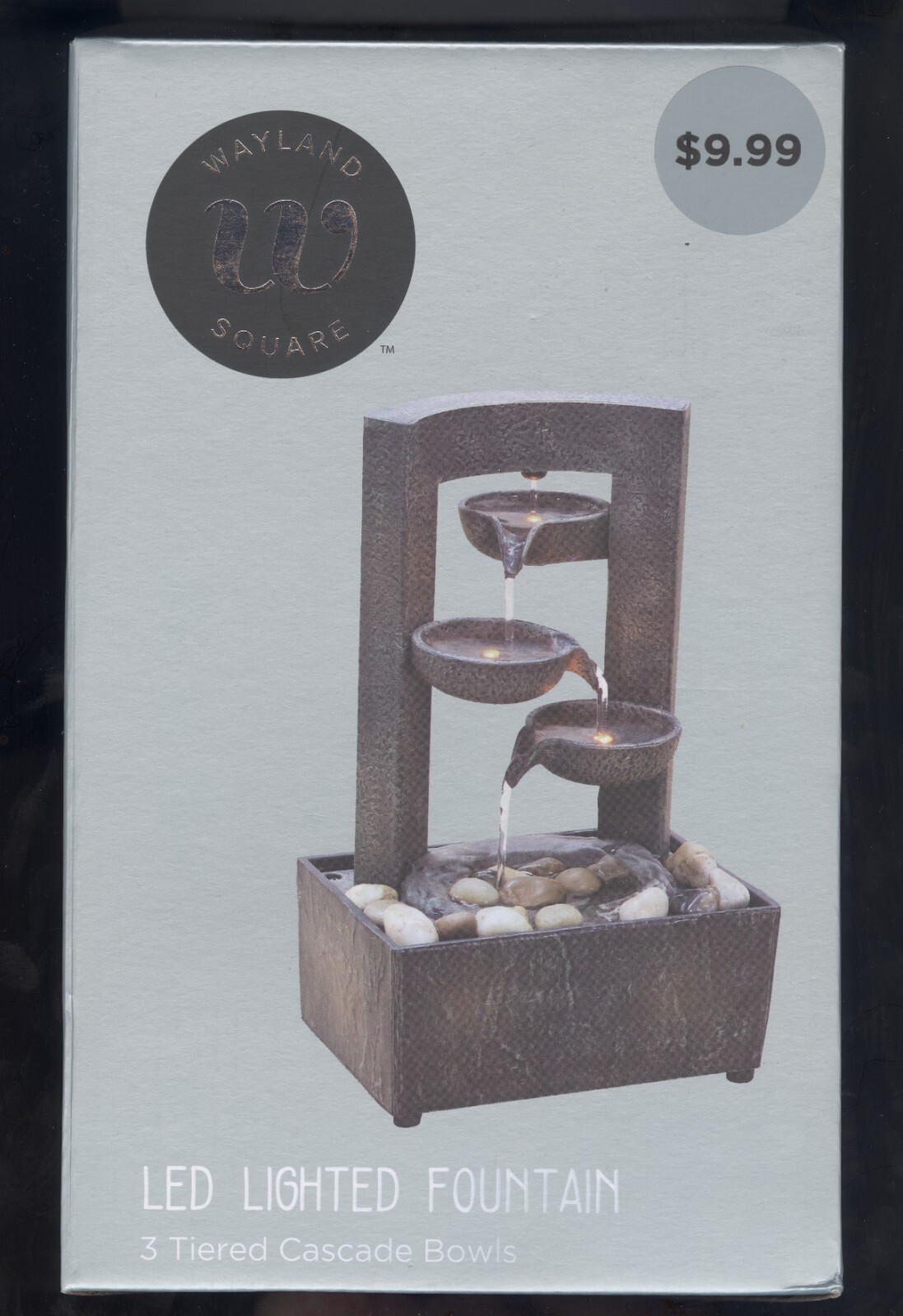 Wayland Square LED Lighted Zen Tabletop Water Fountain - 3-Tiered Cascade Bowls gallery
