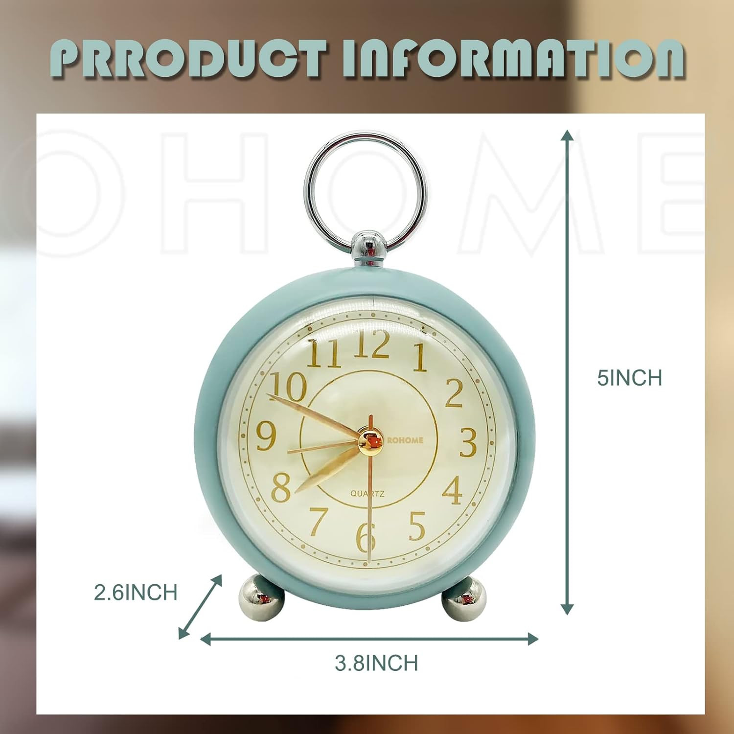 Table Clock Small Metal Desk Clocks Retro Shelf Night Light Clock for Living ... gallery