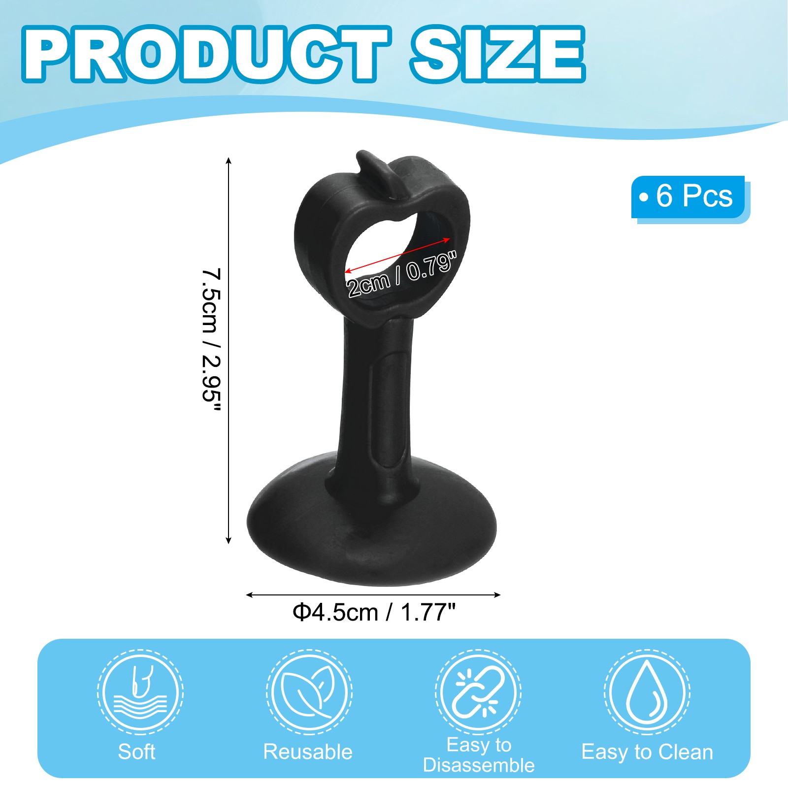 6Pcs Silicone Door Suction Handle Stopper, Door Stop(Black 3x1.8") gallery