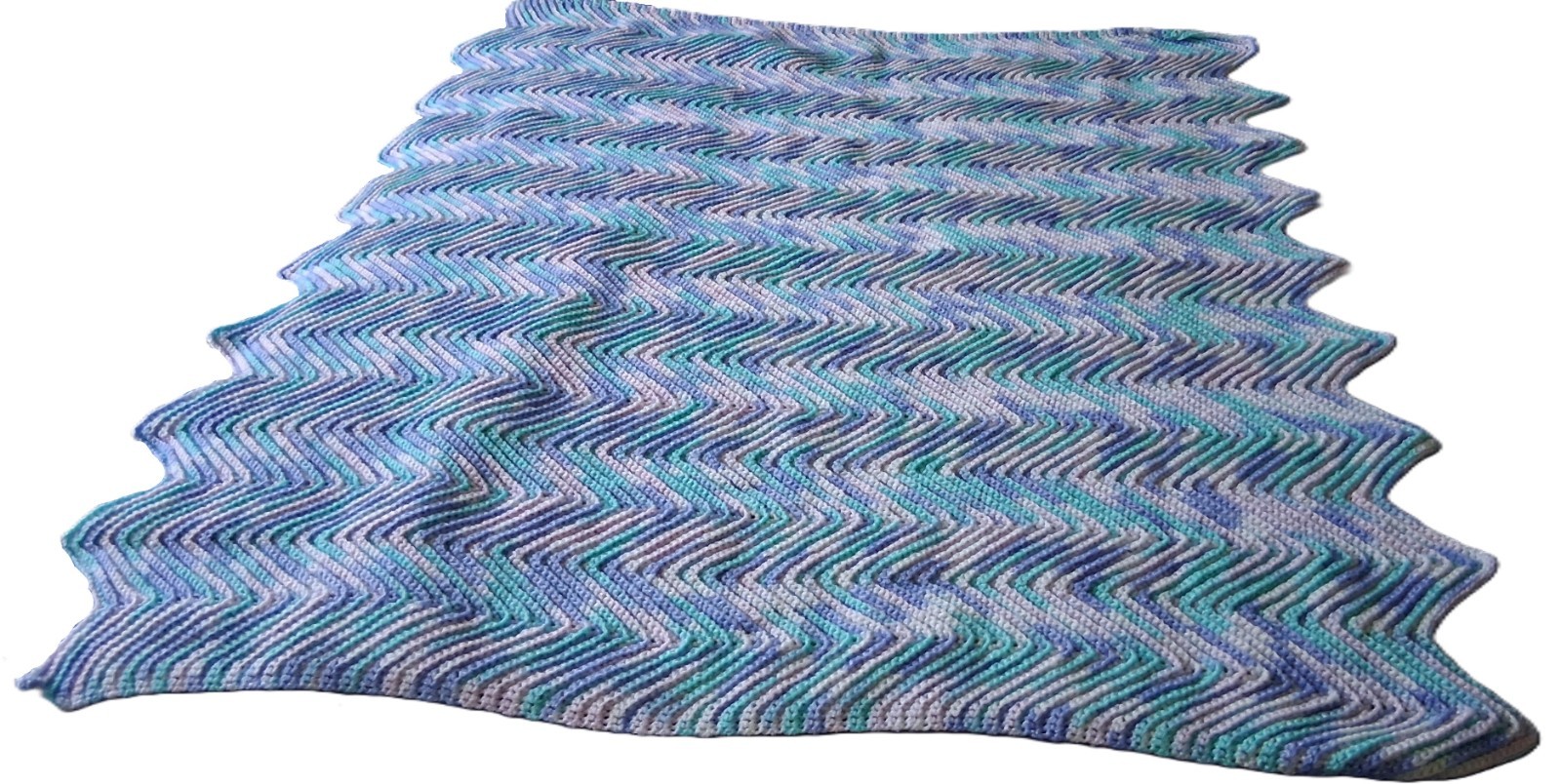 Handmade Crochet Throw Multicolor Ripple Afghan Blanket 36x38 in gallery
