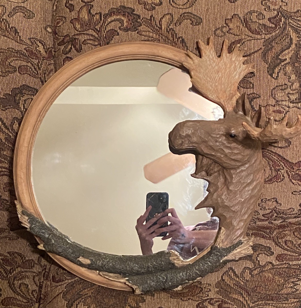 Rustic Cabin Round Moose Mirror gallery