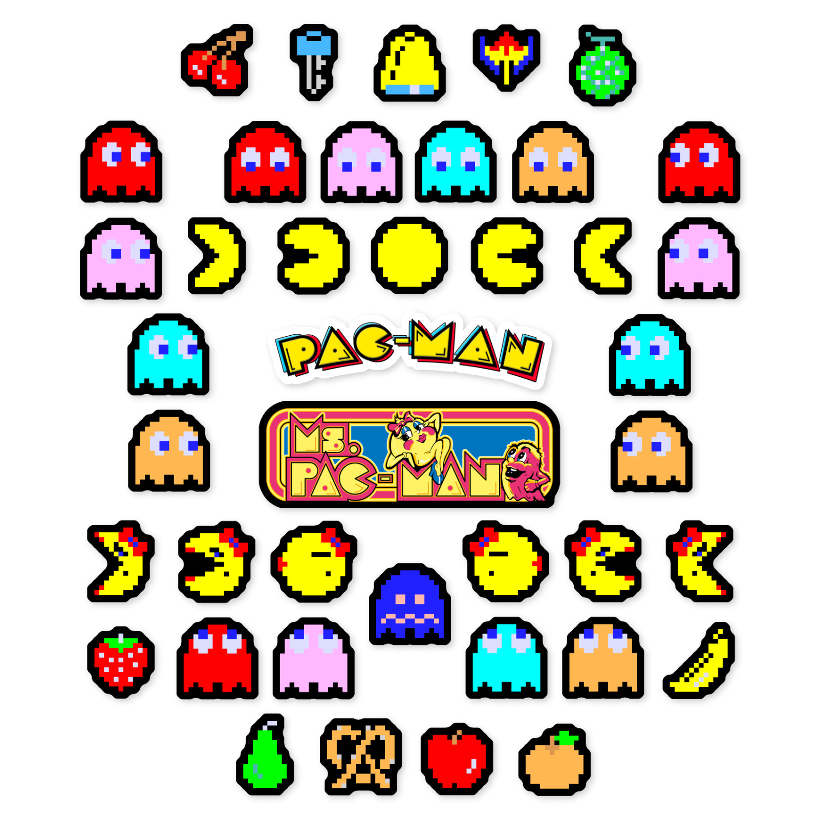 Pacman & Ms Pacman Stickers Arcade Pixel Art 41 Sticker Pack gallery