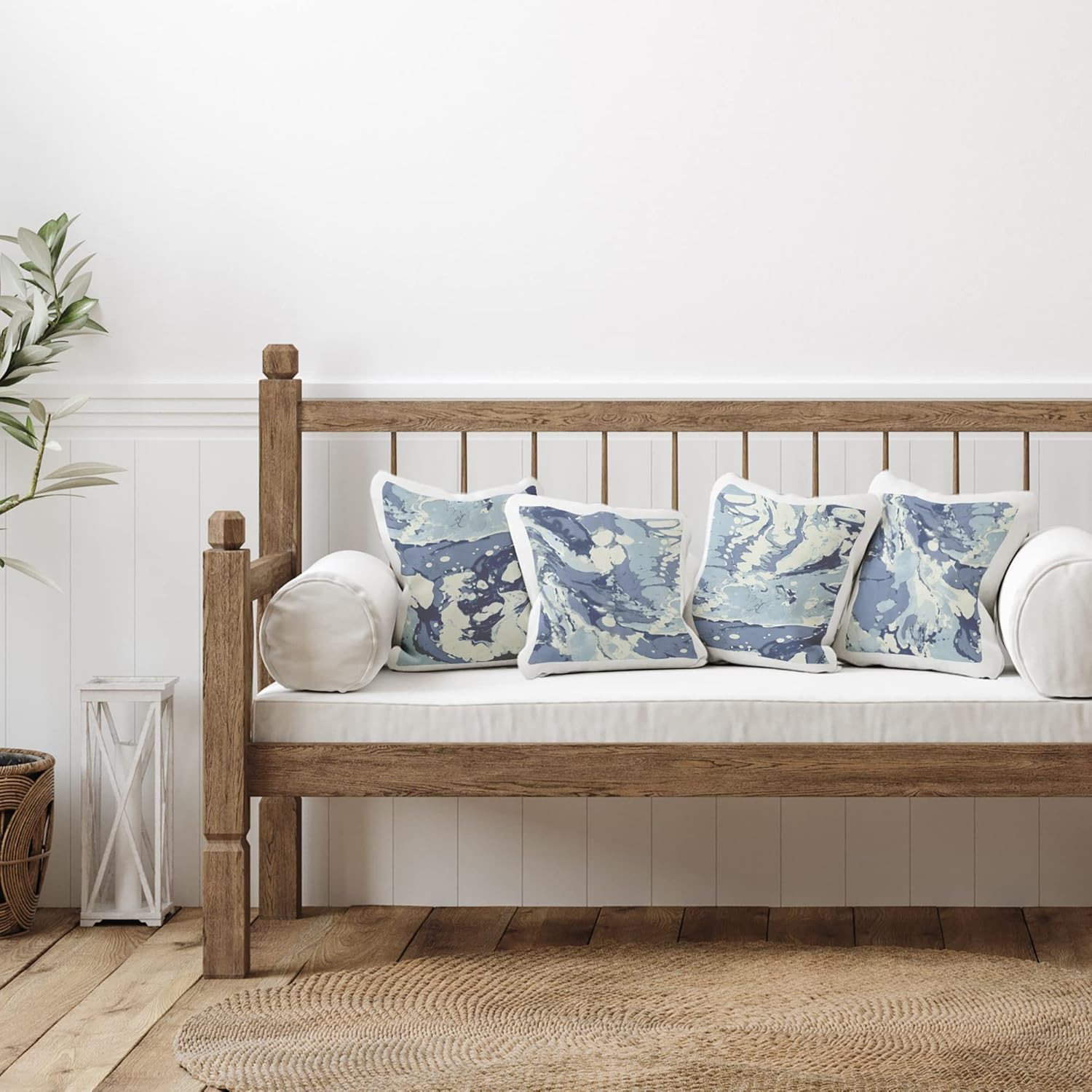 Danielle Carson Marbled Blue Abstract Pillow Set of 4, 18x18 Inches gallery
