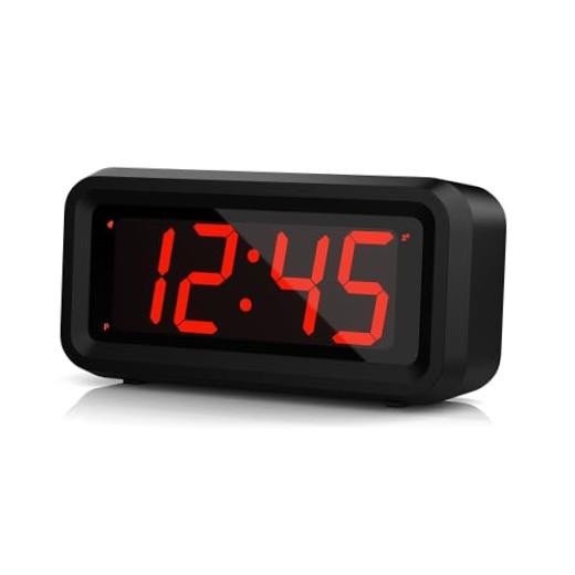 Alarm Clock, LED Digital Clock, Small Wall Clock, Battery Black Case-red Led gallery