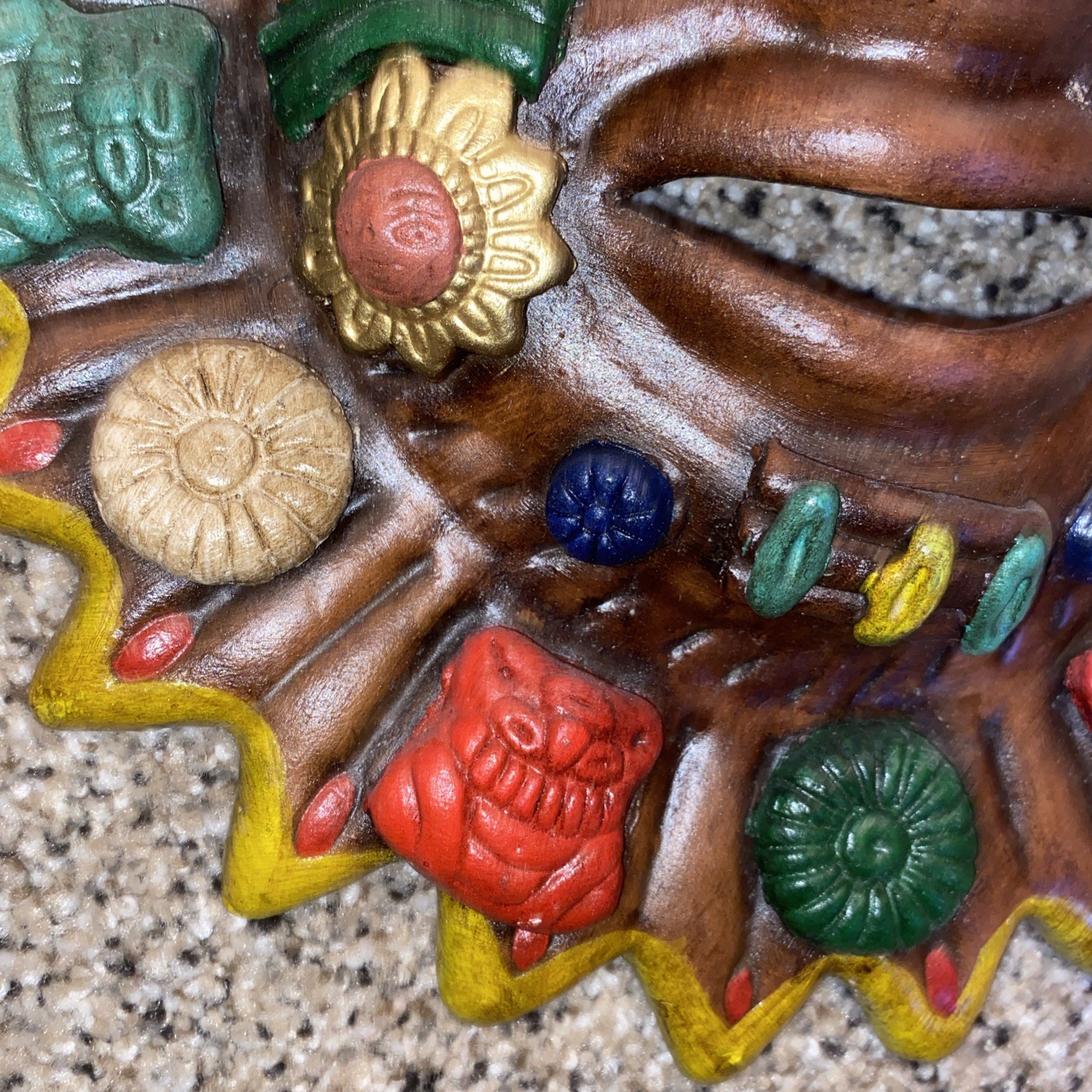 Mexican Handmade Garden Pottery Wall Ceramic Desert Sun Face 10 In Wide Heavy gallery