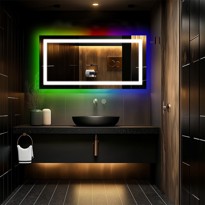 LUVODI Bluetooth LED Lighted Bathroom Mirror RGB Backlight Music Makeup Mirror gallery