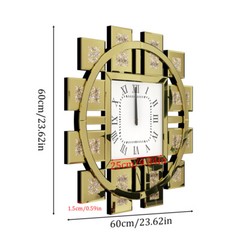 Irregular Sparkle Wall Decor Mirror Clock Beveled Crystal Diamond Finish 2 Color