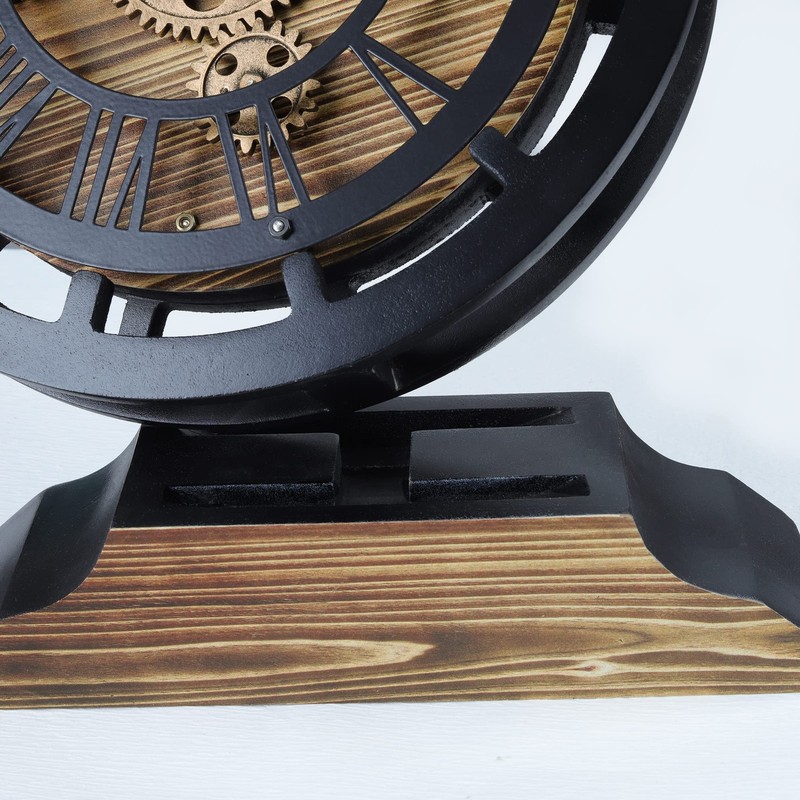 Moving Gears Clock Convertible into Wall Clock, Rustic Mantel Clocks, Brown a... gallery