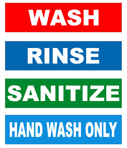 WASH RINSE SANITIZE HAND TRIPLE 3 COMPARTMENT SINK KITCHEN LABEL STICKER DECAL gallery