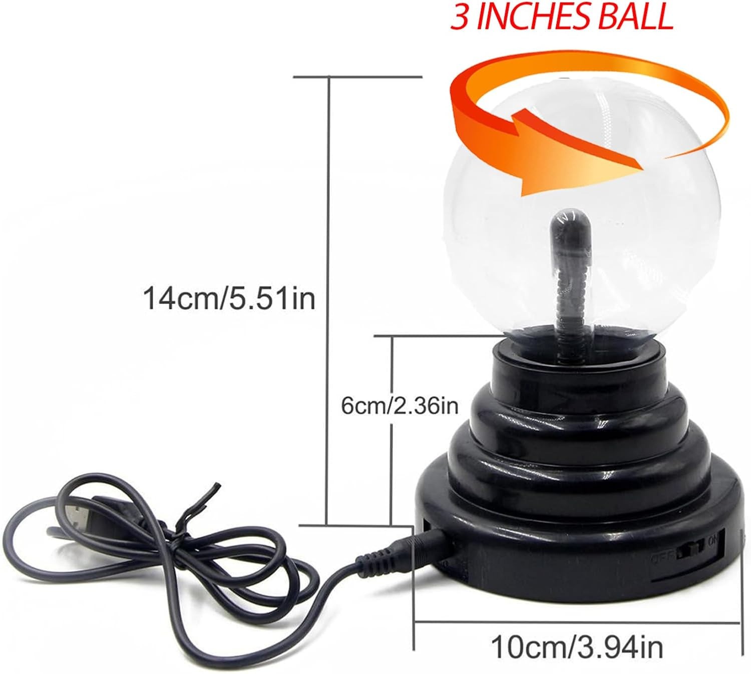 Plasma Ball - 3 Inch Static Electricity (Battery Or USB Power) gallery