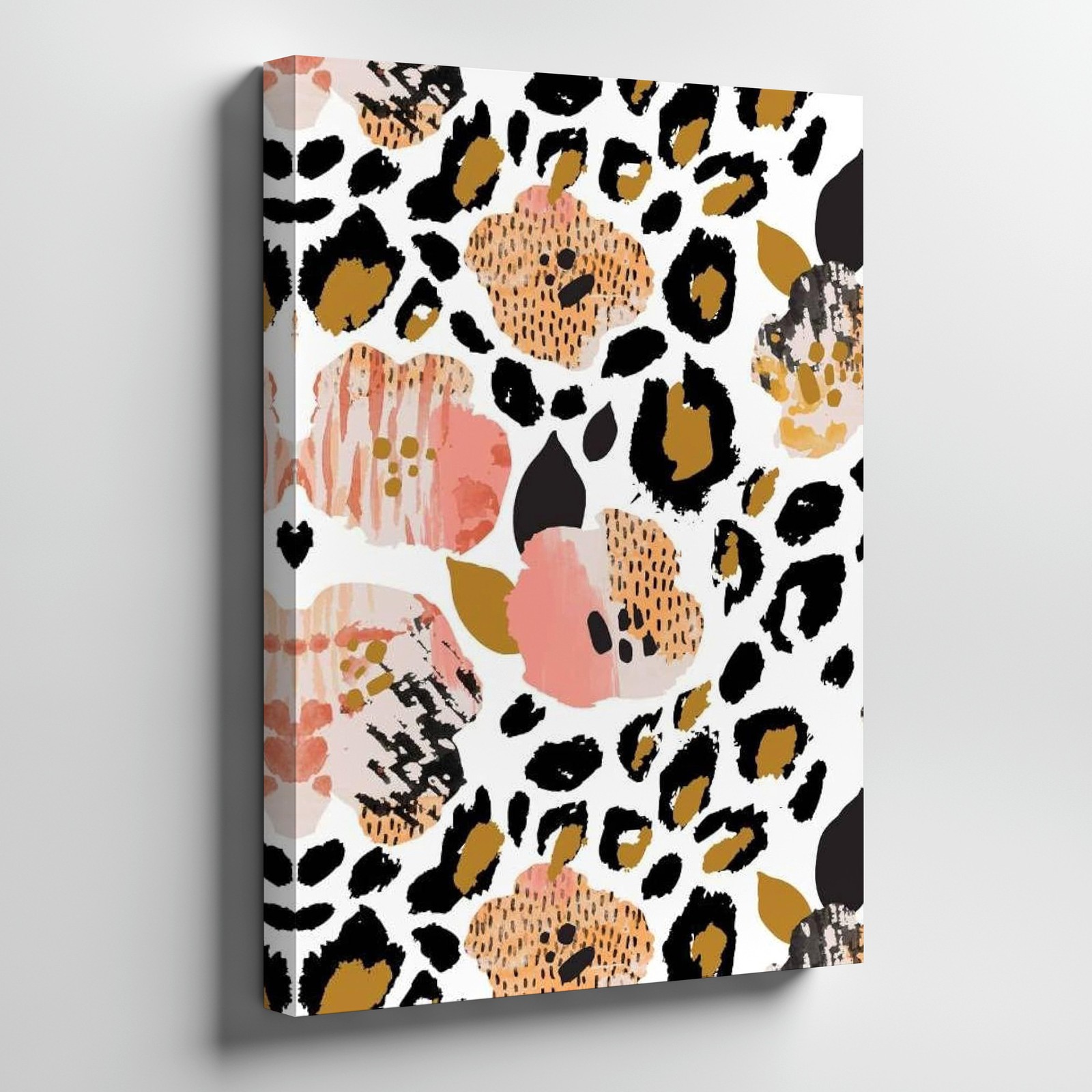 Abstract Floral Leopard Print Pattern Canvas Wall Art Modern Animal Print Home gallery