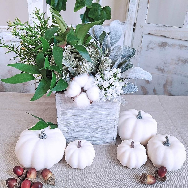 12 PCS Assorted White Artificial Pumpkins for Halloween, Fall, Thanksgiving D... gallery