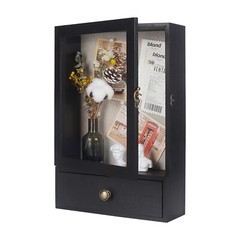 Shadow Box Frame 3.2″ Deep Shadow Box Display Case w/ Real Glass and Drawer