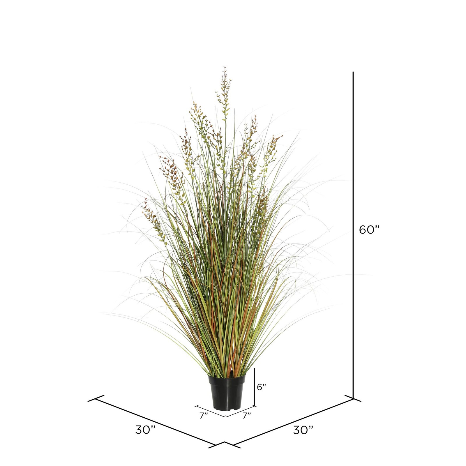 Vickerman 60" PVC Artificial Potted Green and Brown Grass and Plastic Grass. gallery