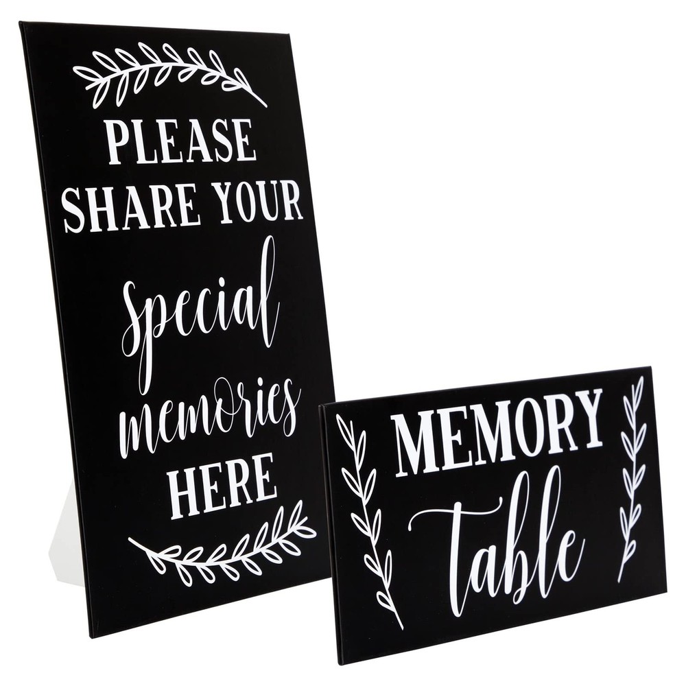 Juvale Rectangular Memory Table Signs - Easel for Funeral Medium, Black