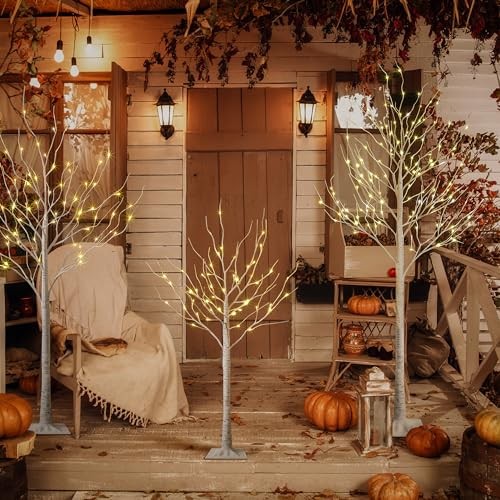 LED Birch Tree Light Set - 4ft, 6ft, 8ft Trees with Warm 4 6 8 Feet, 3-Pack gallery