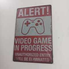 Alert ! Video Game In Process Controller PlayStation 5 Xbox 8×12″ Metal Tin Sign